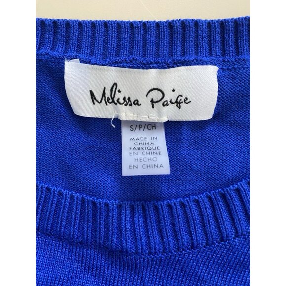 Melissa Paige Women's Size Small Button Cuff Sweater Split Hem Blue - Picture 3 of 8